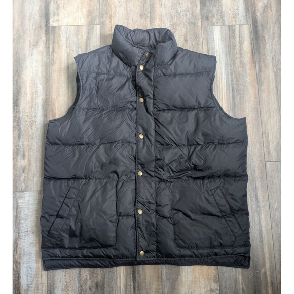 Lands End Goose Down Puffer Vest Men's XL (46-48) Black Snap Pockets Outdoor - Picture 1 of 6